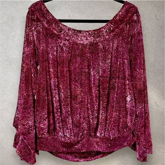 NWT Free People Ginger Berry Top Mulled Wine Combo Velvet Burnout Size Medium - Picture 6 of 10